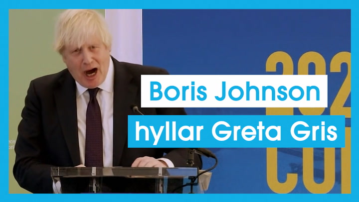 Boris Johnson hyllar Greta Gris