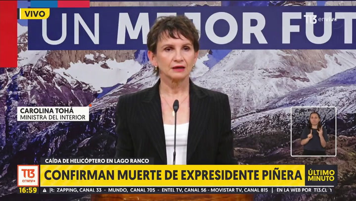Las primeras palabras del gobierno de Chile tras la muerte de Piñera