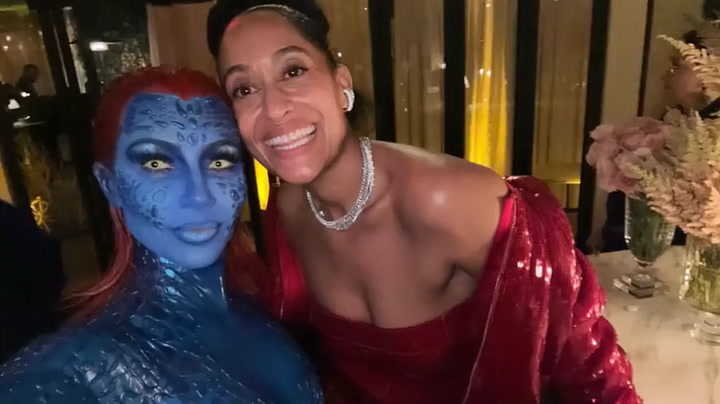Kim Kardashian accidentally turns up to Tracee Ellis Ross's birthday party in Mystique Halloween costume