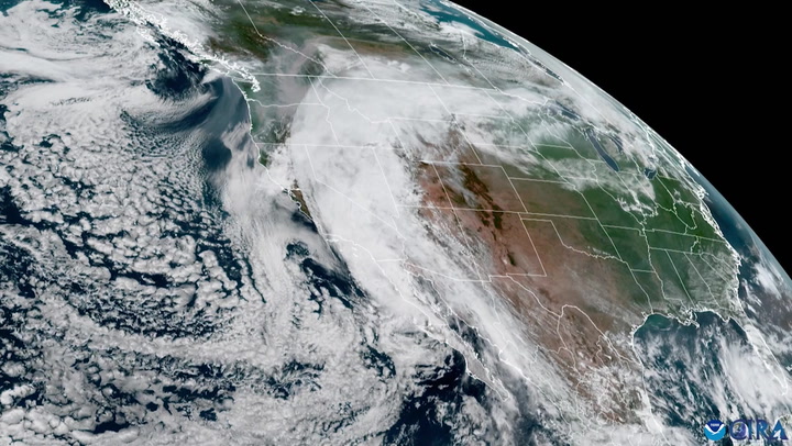 Tropical Storm Hilary making landfall in Baja California captured on satellite footage
