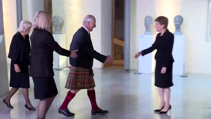Nicola Sturgeon greets King Charles and Queen Consort ahead of Scottish parliament session