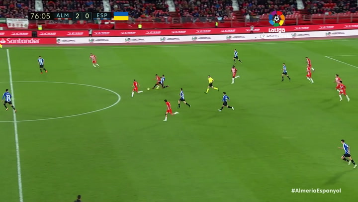 Gol de Portillo (3-0) en el Almería 3-1 Espanyol