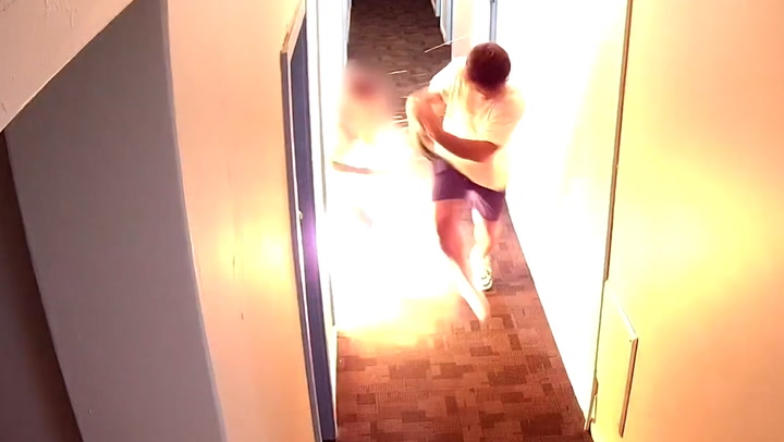 Hotel CCTV captures terrifying moment electric scooter explodes in hostel