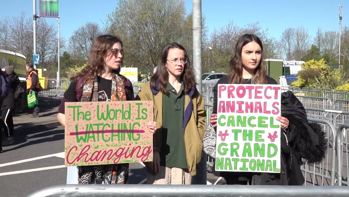 'We're animal lovers': Animal Rising protesters gather outside Grand National