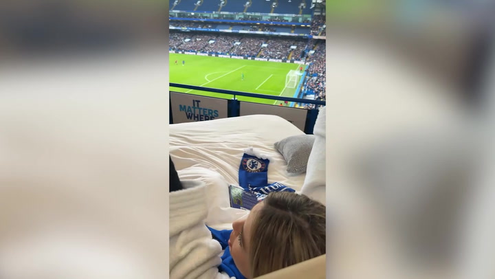 Influencer watches Chelsea play from bed at Stamford Bridge