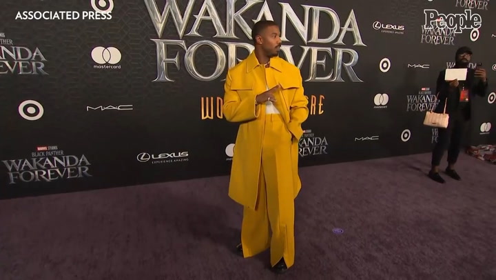 Michael B. Jordan Shines in Yellow Louis Vuitton for 'Black Panther' – WWD