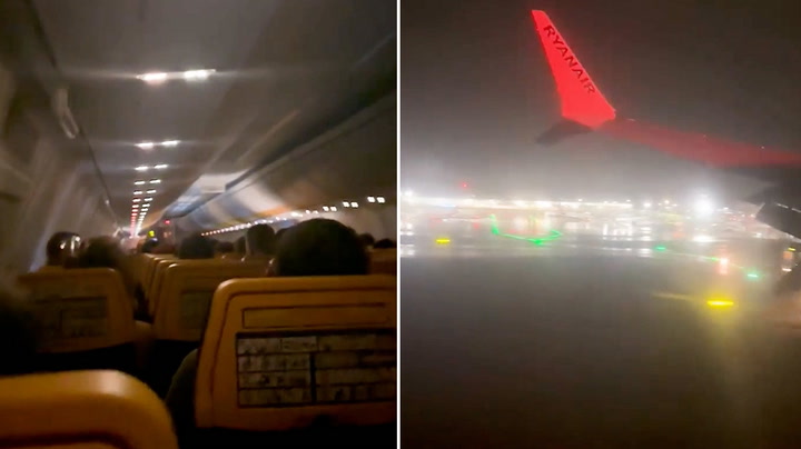 Passengers applaud as plane makes bumpy landing during Storm Isha