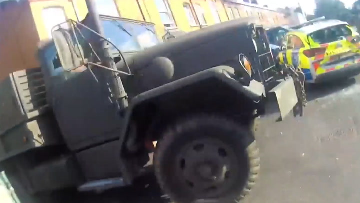 Army truck rampage in Taunton captured on police bodycam footage