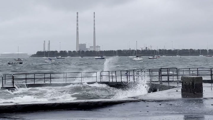 Rough seas in Dublin Bay as Storm Agnes makes Ireland landfall