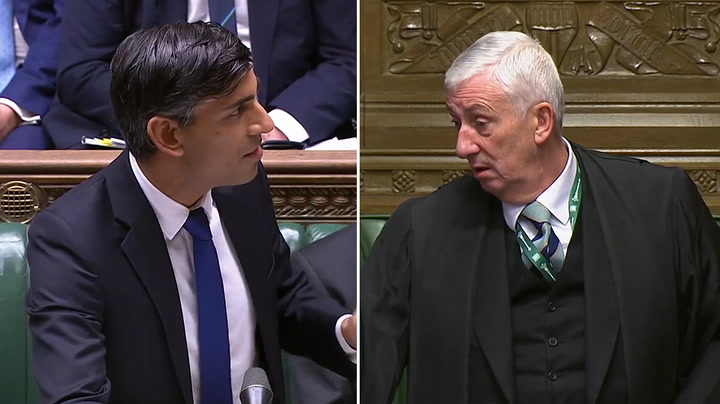 Speaker scolds Rishi Sunak for asking questions of his own during PMQs