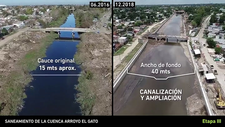 El antes y el después del Arroyo El Gato - Fuente: Gobierno de la Provincia
