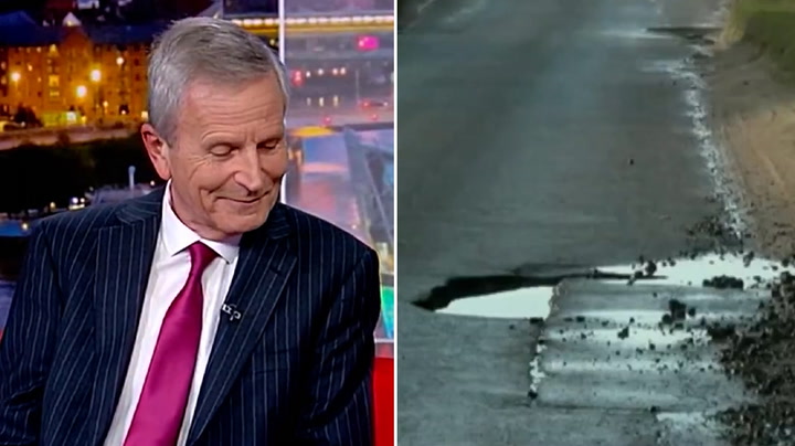 BBC presenter struggles to keep a straight face while asking: 'How big is your hole?'