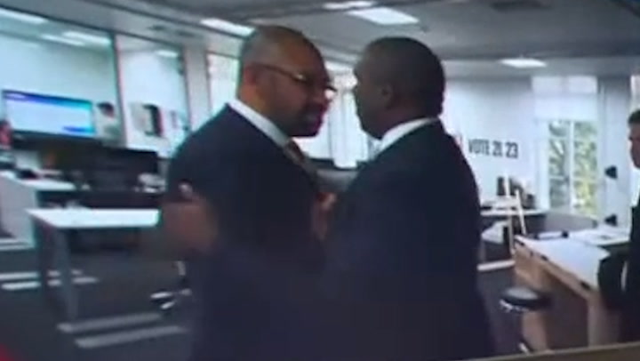 James Cleverly and David Lammy embrace after pair discuss Israel-Palestine
