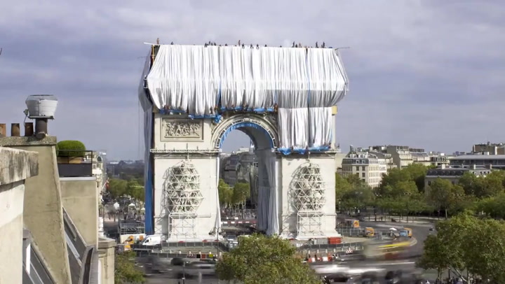 Paris' Arc de Triomphe wrapped in fabric