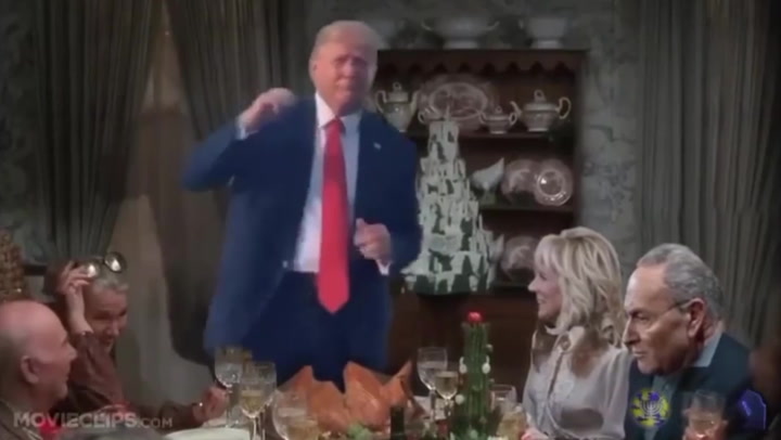 Trump dances out of Thanksgiving turkey in bizarre viral video