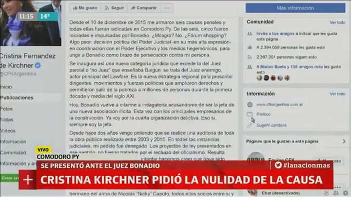 Así se iba Cristina Kirchner de Comodoro Py, tras presentarse ante Bonadio