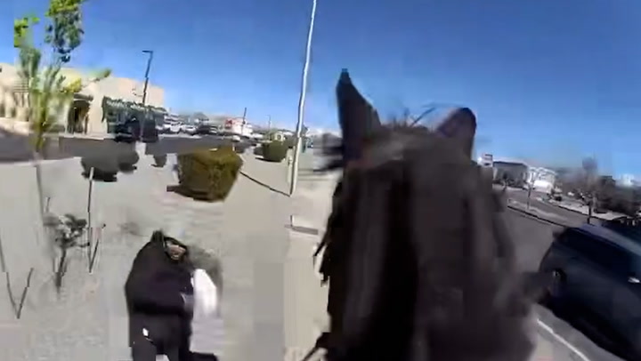 Shoplifter chased by police on horseback in New Mexico.mp4