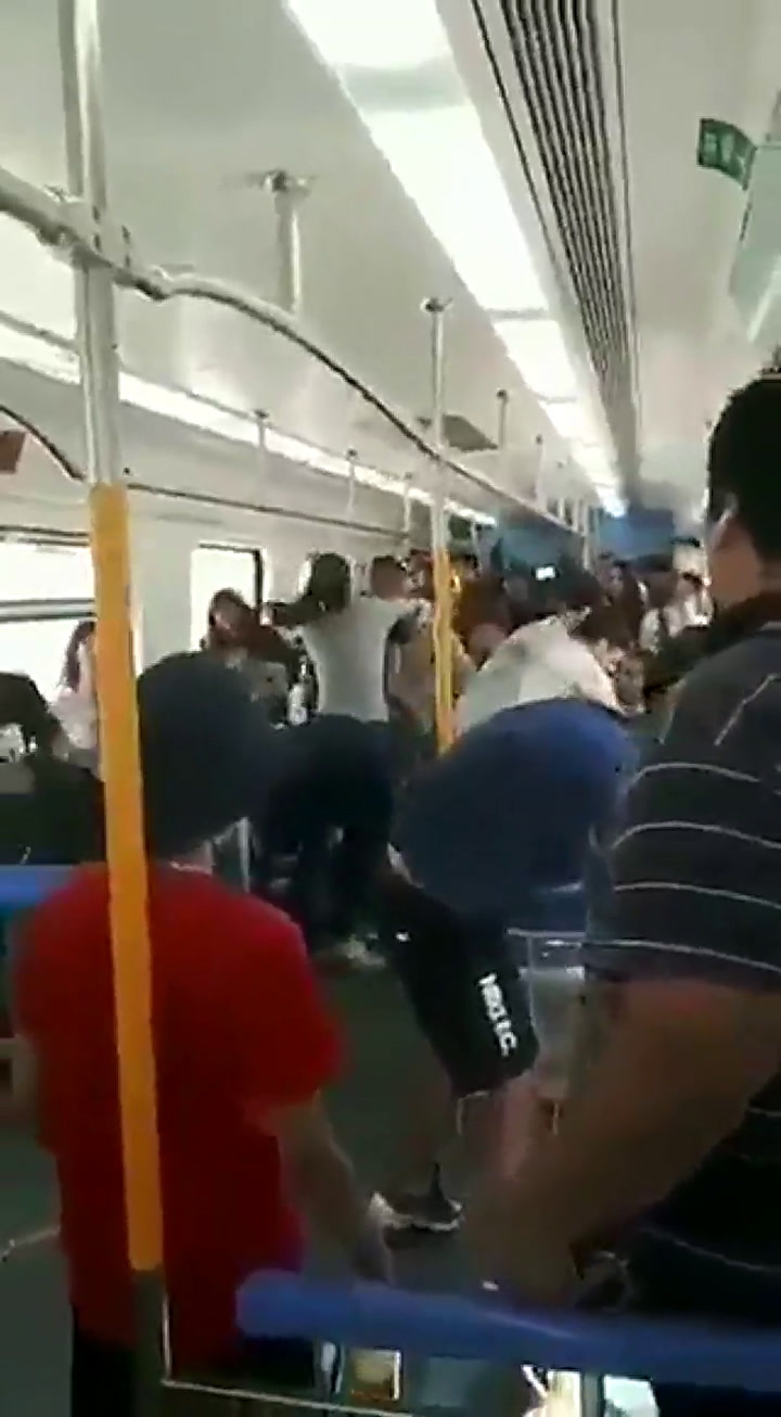 Brutal pelea entre vendedores ambulantes en el Tren Roca. Fuente: Twitter