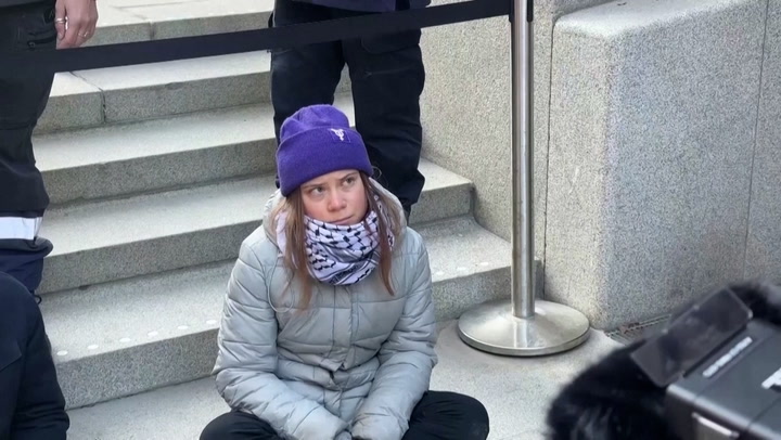 Greta Thunberg dragged away by Swedish police for blocking parliament entrance