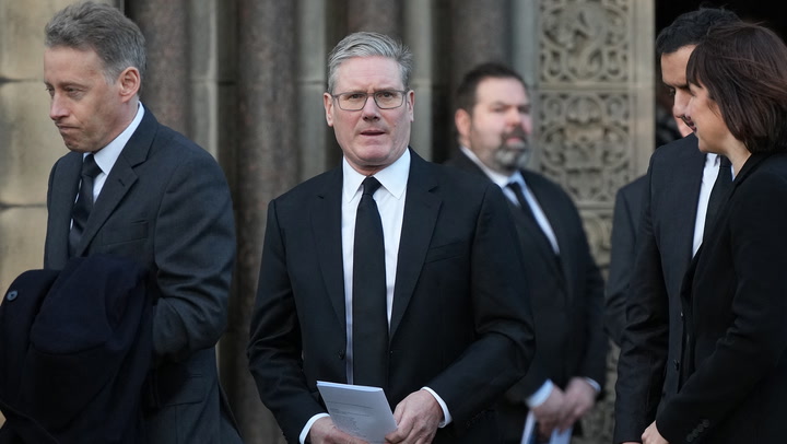 Former Labour prime ministers join Keir Starmer at Alistair Darling's funeral