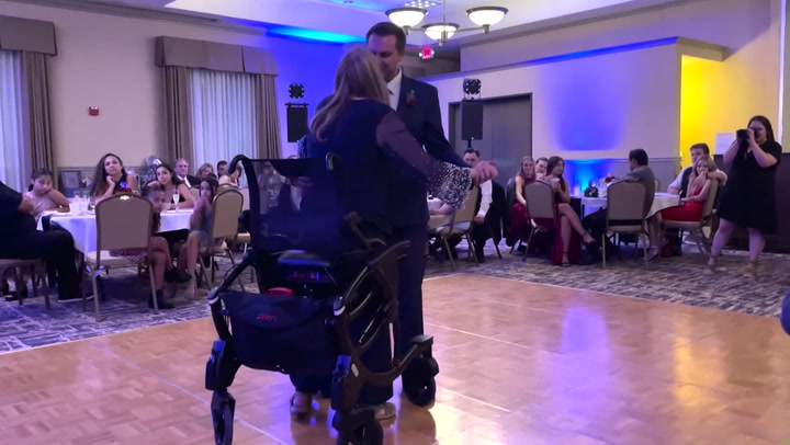 Mother stands for the first time in years to dance with her son on his wedding day