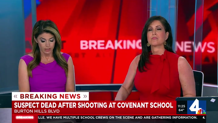 Nashville anchor fights back tears as her children's school goes into precautionary lockdown
