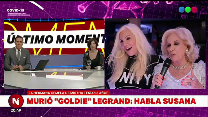 Susana Giménez contó la reacción de Mirtha Legrand al enterarse de la muerte de su hermana Goldy -