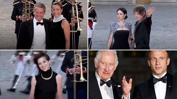 Hugh Grant, Mick Jagger and other celebrities join King and Queen for dinner at Versailles