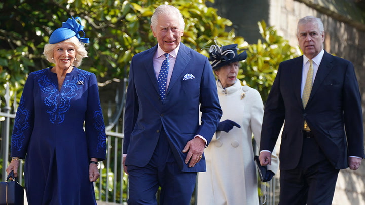 King Charles and Camilla arrive for Easter Sunday church service
