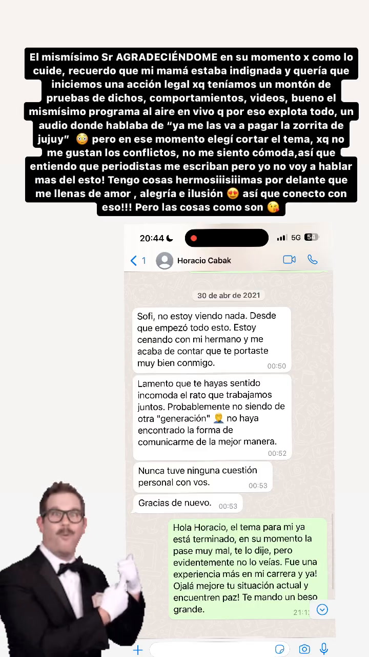 Sofía Jujuy compartió el chat que intercambió con Horacio Cabak