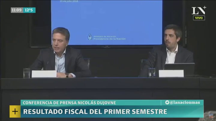 Nicolás Dujovne anunció en conferencia de prensa el resultado fiscal del primer semestre