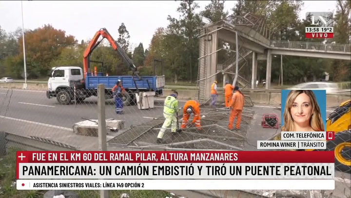 Panamericana: un camión embistió y tiró un puente peatonal