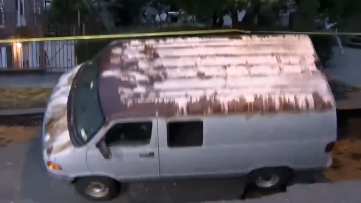 Driver talks about huge sinkhole that swallowed van after flooding in New York