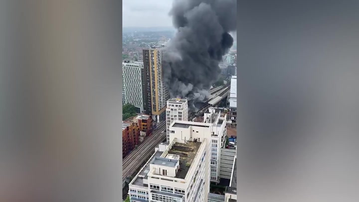 Smoke billows out of Elephant and Castle station after huge fire breaks out