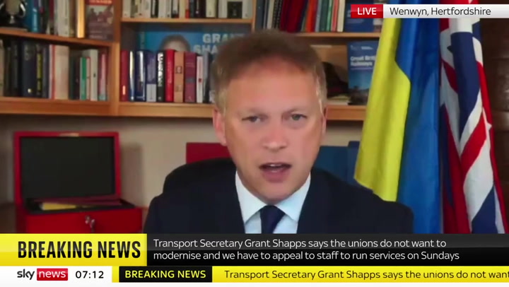 Train strike: Grant Shapps refuses to step in to resolve dispute with railways union