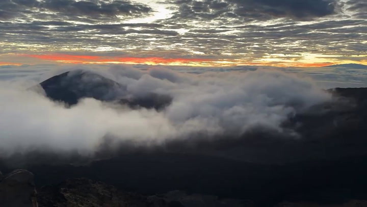 Spectacular Sunrise Captured in Time-Lapse at Haleakala National Park in Maui County, HI, USA