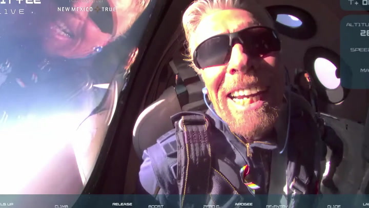 British billionaire Richard Branson says space is 'experience of a lifetime' aboard Virgin Galactic vessel
