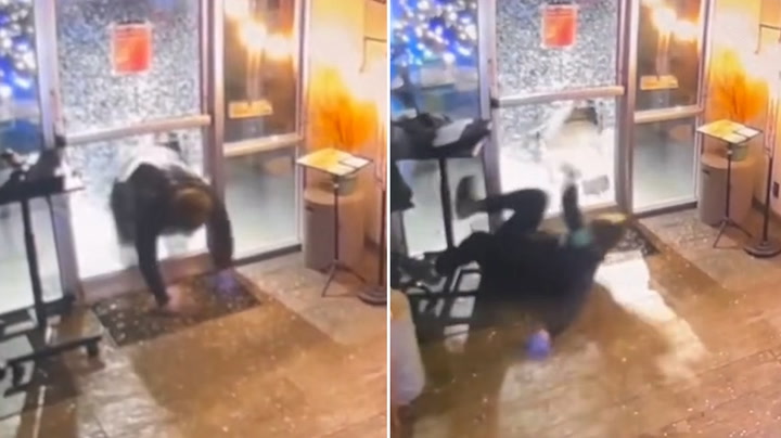 'Not so athletic' burglar ninja rolls through glass door during theft