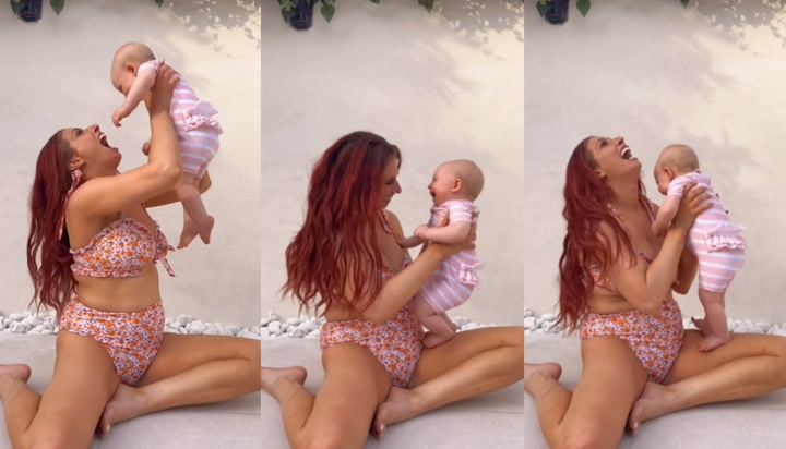 Stacey Solomon giggles with adorable Rose as they play by their swimming pool - breaking news in my area - United Kingdom - Public News Time
