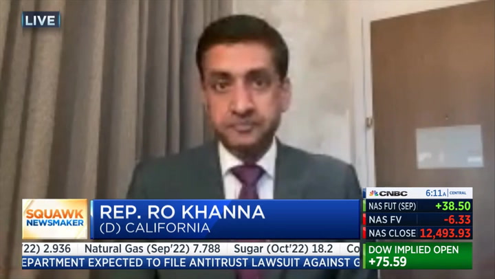 Khanna: Inflation Reduction Act Is Deflationary 'Over the Long Run,' 'Not Going to Say That It's Going to Lower Inflation Right Away'