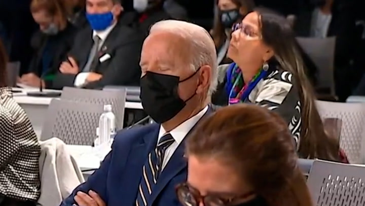 Joe Biden appears to fall asleep during Cop26 speeches