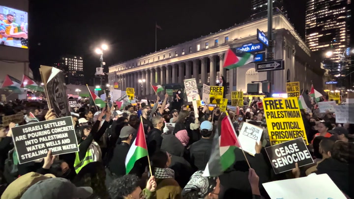 Thousands of pro-Palestine protesters rally in front of New York's Penn Station