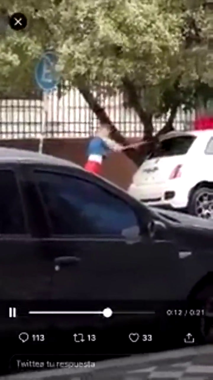 Sol Pérez destrozó un auto en plena calle - Fuente: Twitter
