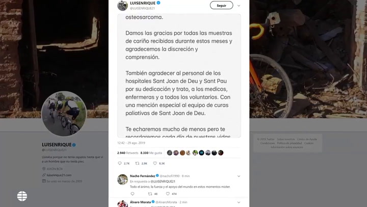 Luis Enrique anuncia la muerte de su hija de 9 años debido a un osteosarcoma - Fuente: El mundo