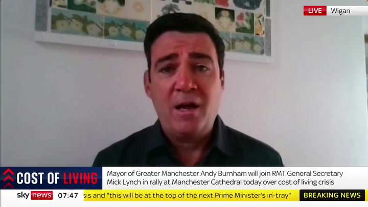 Andy Burnham say he would join Mick Lynch on RMT picket line