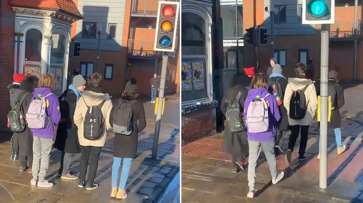 American Tourists Mistake Red Traffic Light For Pedestrians