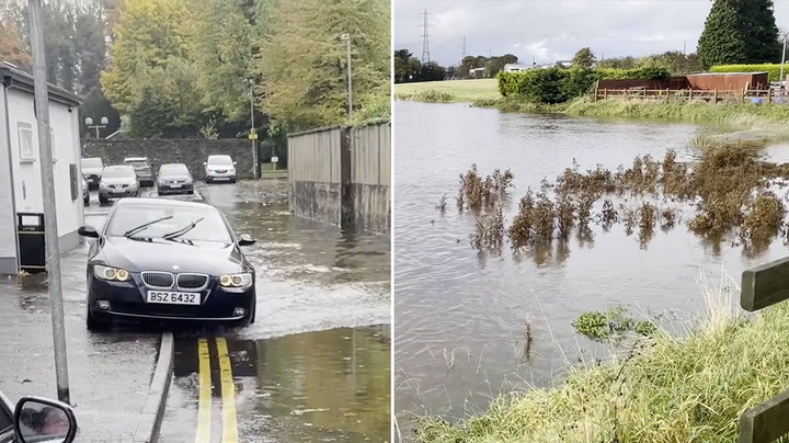 County Down village swamped by floodwater after canal bursts banks amid Storm Ciaran