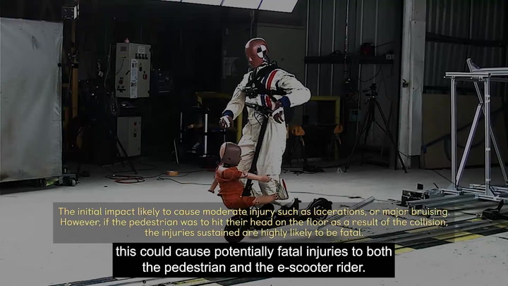 Crash test dummy shows dangers of using e-scooters