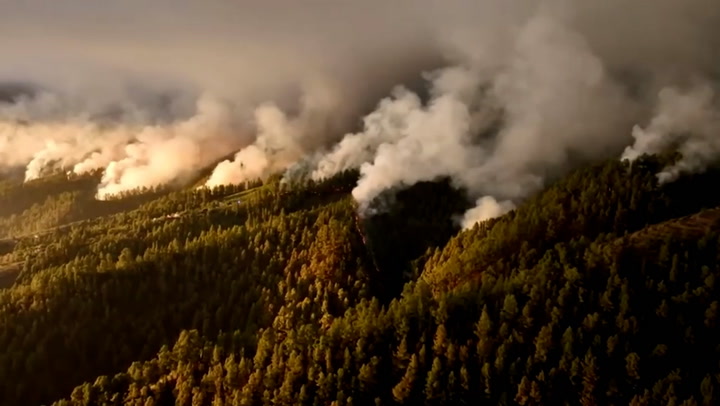 Extent of wildfires in Spain's La Palma captured by drone footage