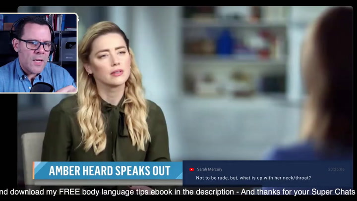 Un experto en lenguaje corporal analizó los gestos de Amber Heard durante su entrevista en NBC